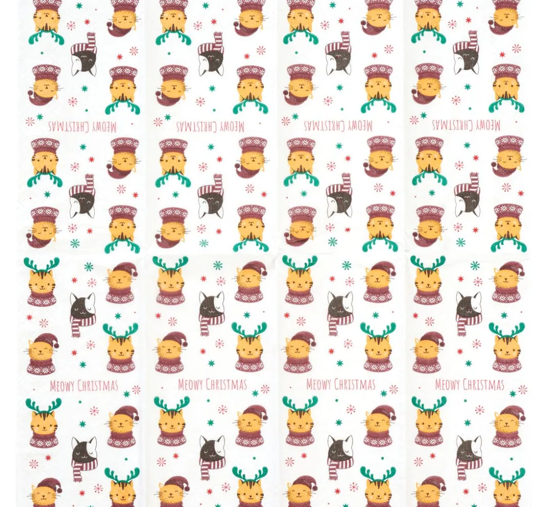 Paper+Design Serviettentechnik>Papiertaschentücher "Meowy Xmas"