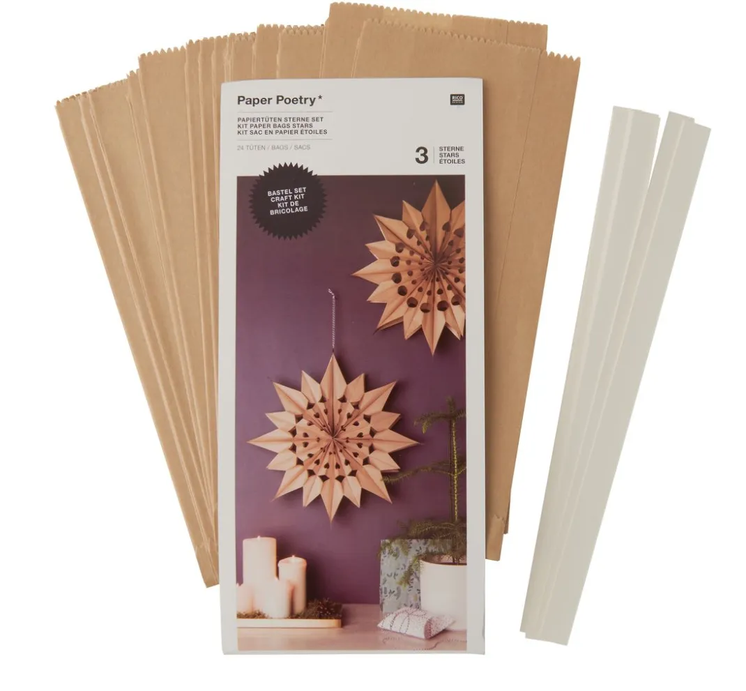 Rico Design Tüten & Anhänger|Papier-Bastelsets>Papiertüten Sterne-Set, groß, Braun