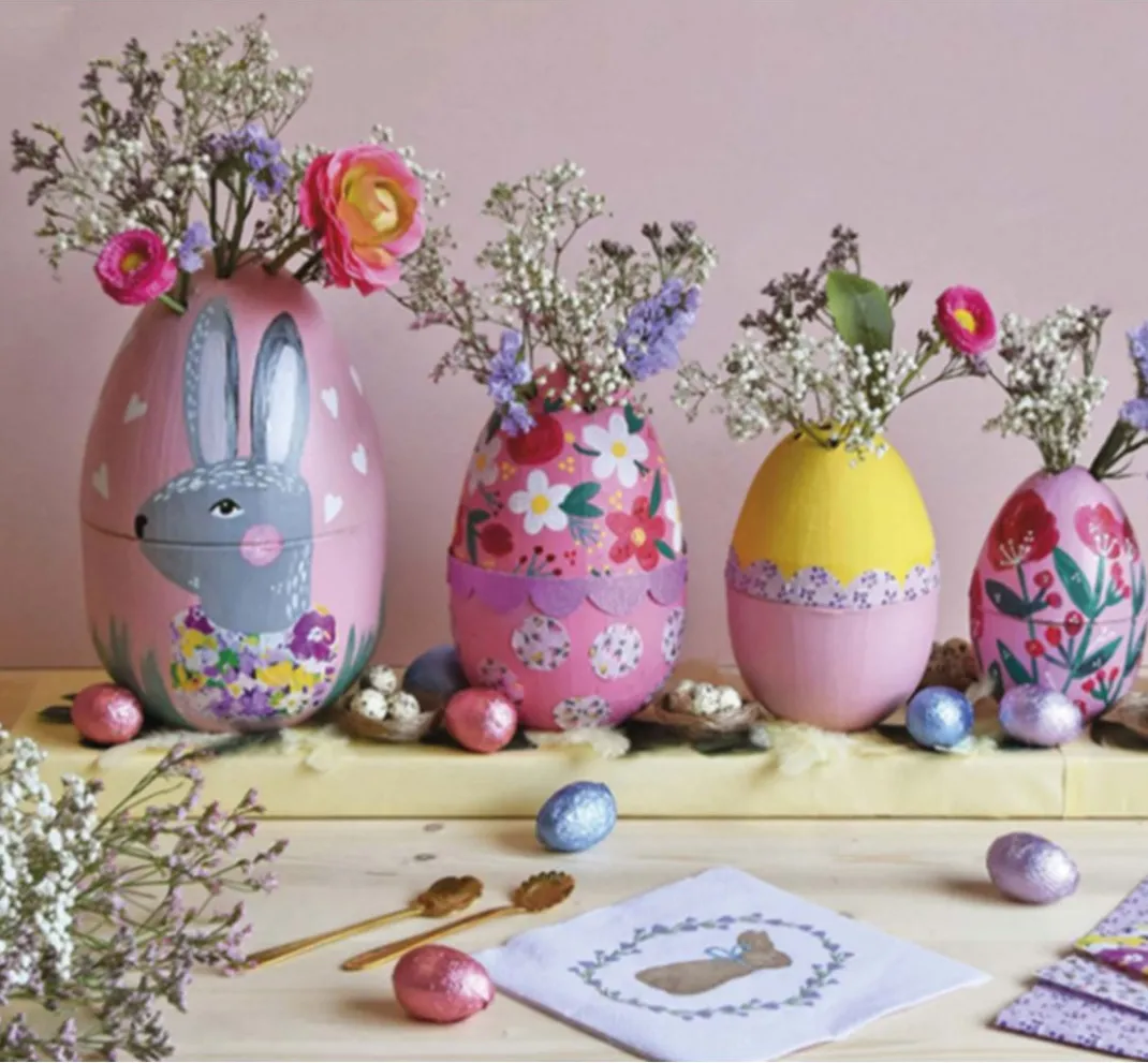 Kinder décopatch Holz|Decoupage>Pappmaché-Eier, teilbar, 5-er Set