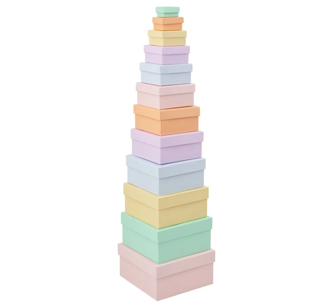 folia Schachteln & Boxen|Schachteln>Pappschachteln "Quadrat", Pastellfarben, 12er-Set