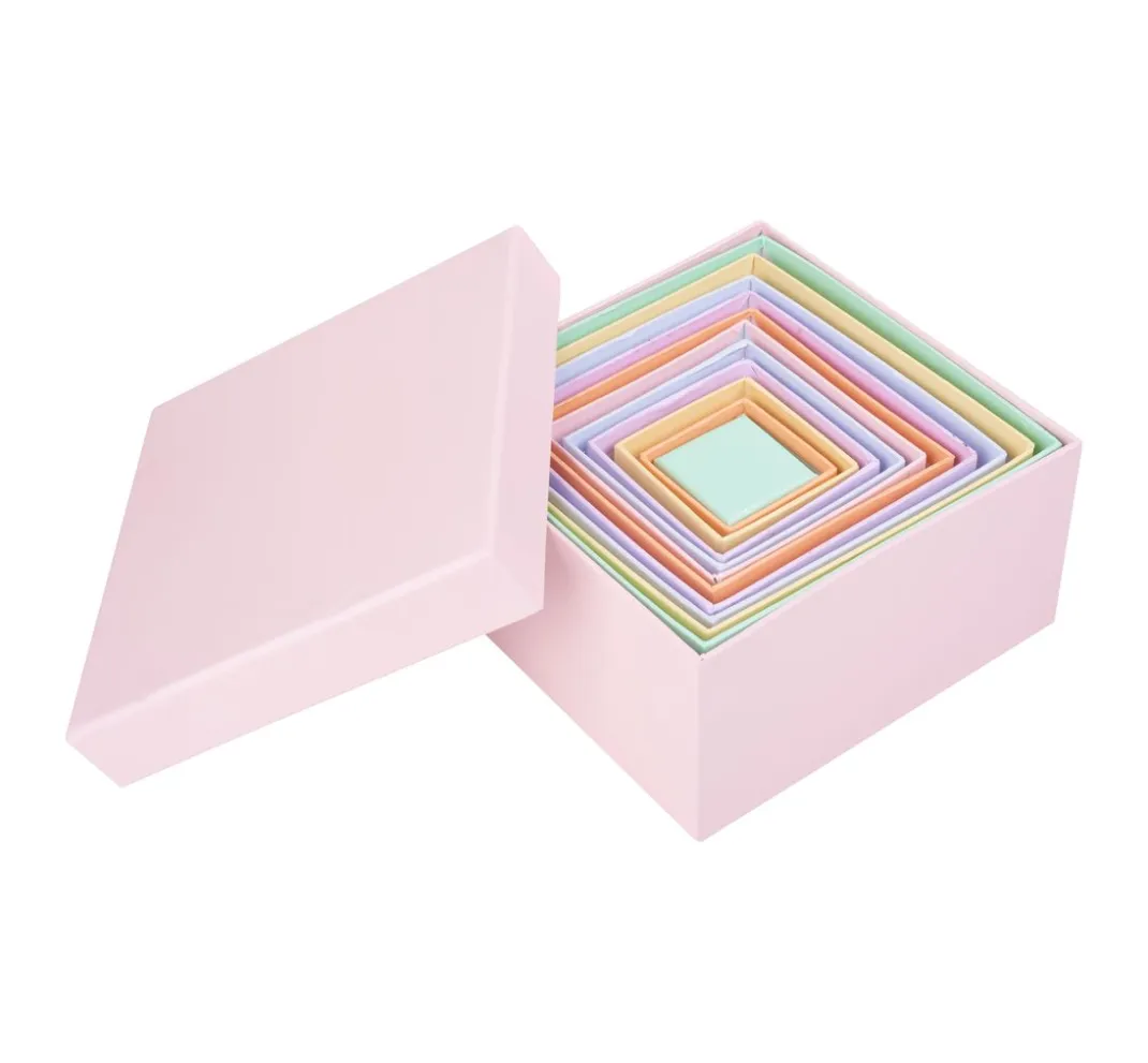 folia Schachteln & Boxen|Schachteln>Pappschachteln "Quadrat", Pastellfarben, 12er-Set