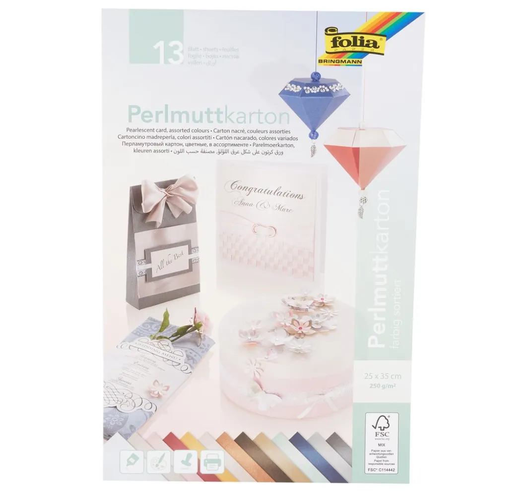 Kinder folia Spezialpapier & -Karton|Papier>Perlmuttkarton, 13 Blatt