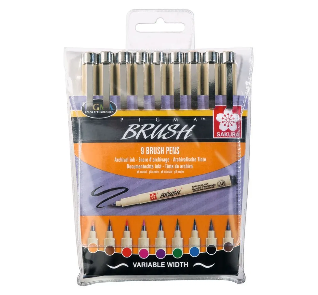 Sakura Bullet Journal|Stifte>Pigma brush Pinselstifte, 9er-Set