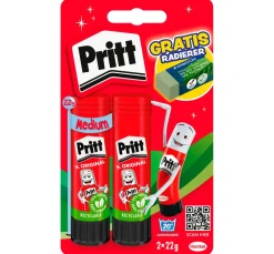 Pritt Kleber|Klebstoffe>Klebestifte 2x 22 g, plus Radierer