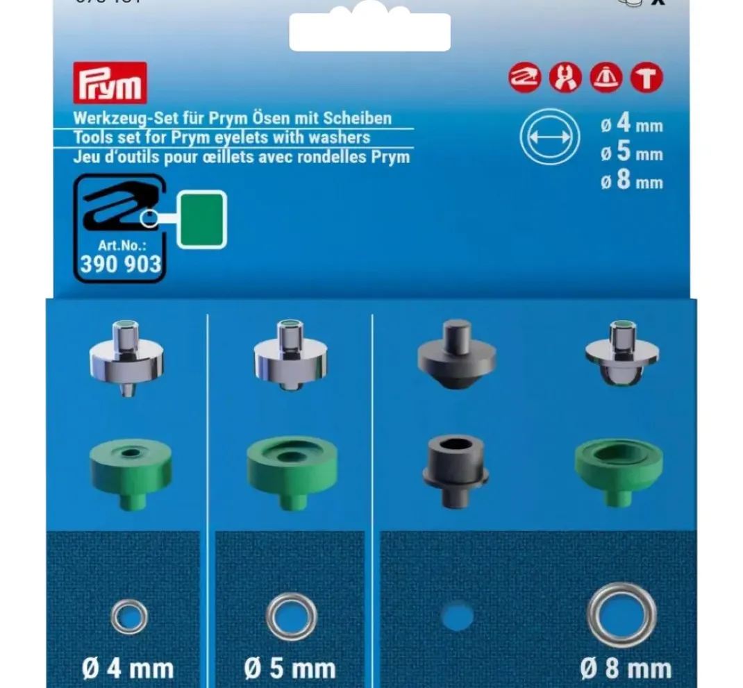 Prym Nieten & Ösen|Taschen-Design>Werkzeug-Set für Ösen mit Scheiben, 4, 5 und 8 mm