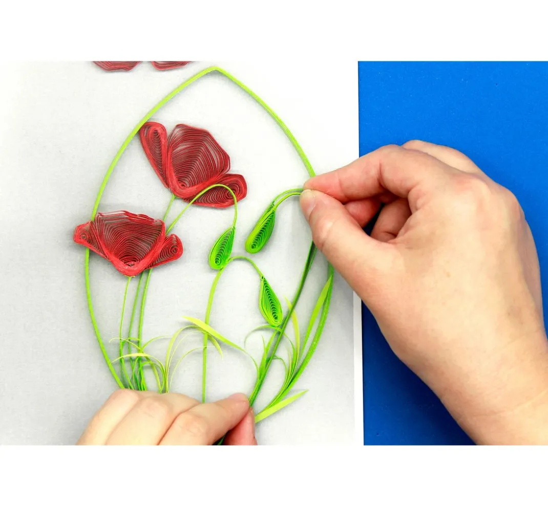 papier+ideen Quilling|Papierstreifen>Quilling-Set "Mohnblumen"