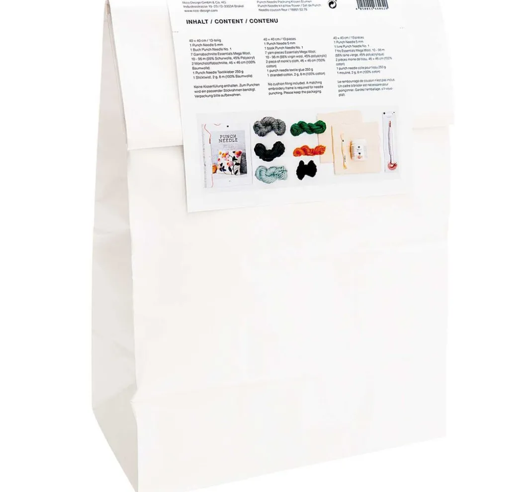 Rico Design Stickset|Sticken>Punch Needle Set "Kissen Blumen"