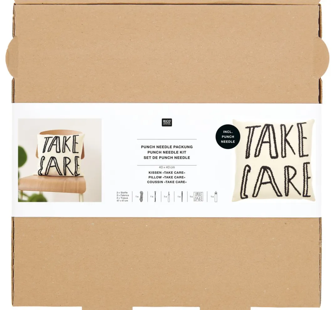Rico Design Stickset|Sticken>Punch Needle Packung "Kissen Take Care"