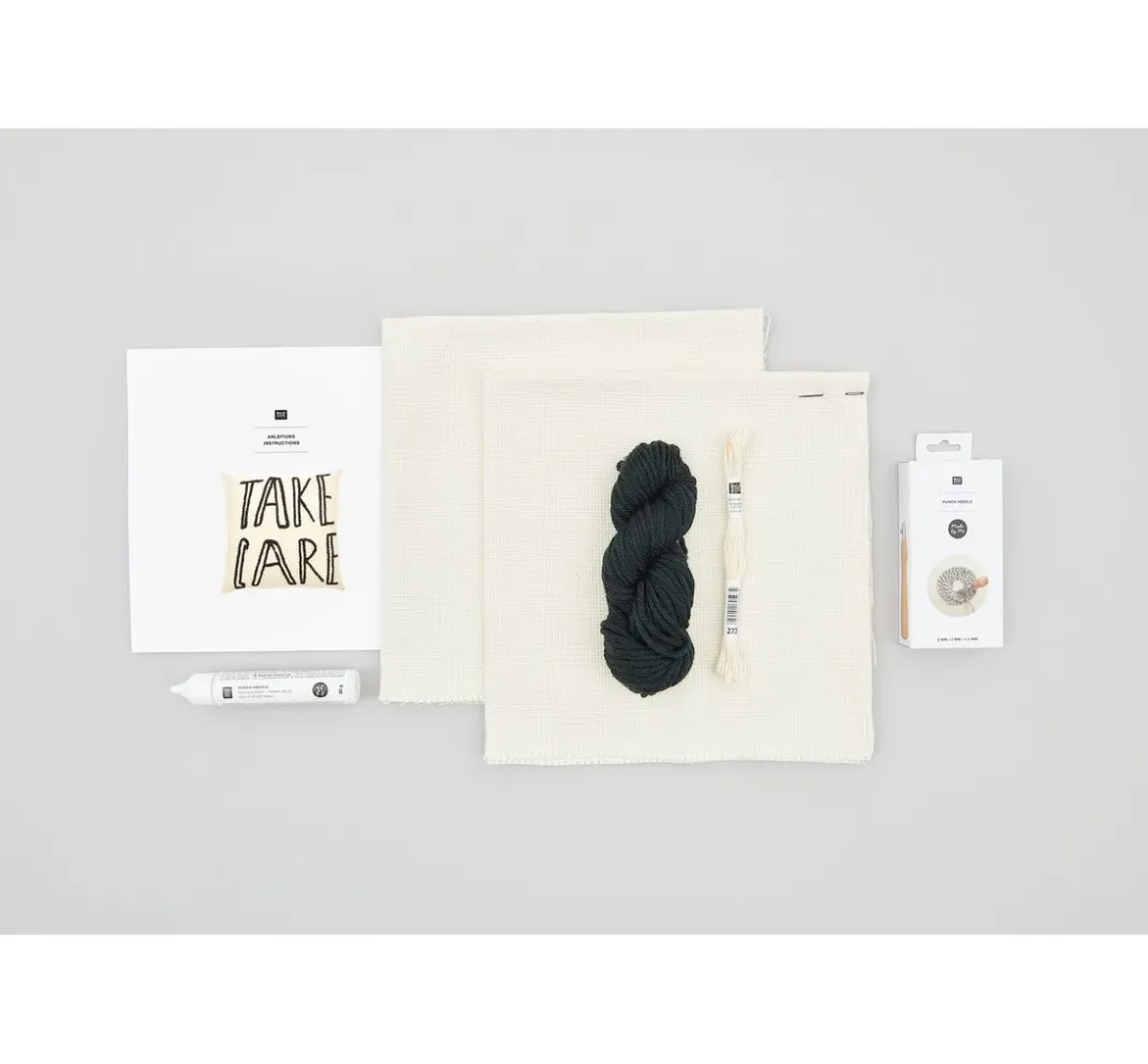 Rico Design Stickset|Sticken>Punch Needle Packung "Kissen Take Care"