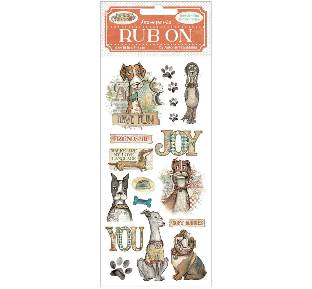 Stamperia Scrapbooking|Kartengestaltung>Rub On Transferfolie "Furry Friends"