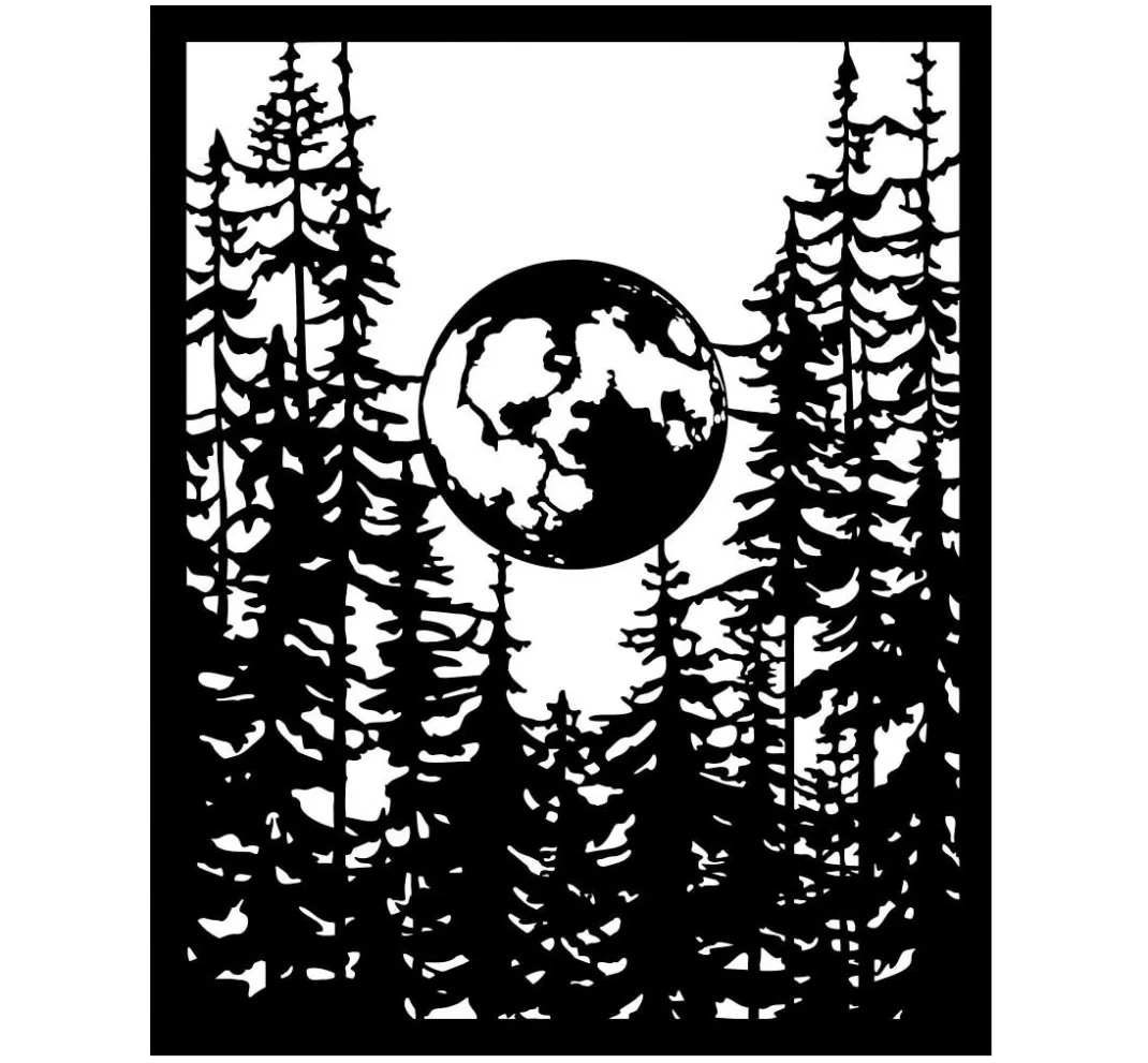 Stamperia Schablonieren|Malschablonen>Schablone "Herbarium Silvae - Moon In The Forest"
