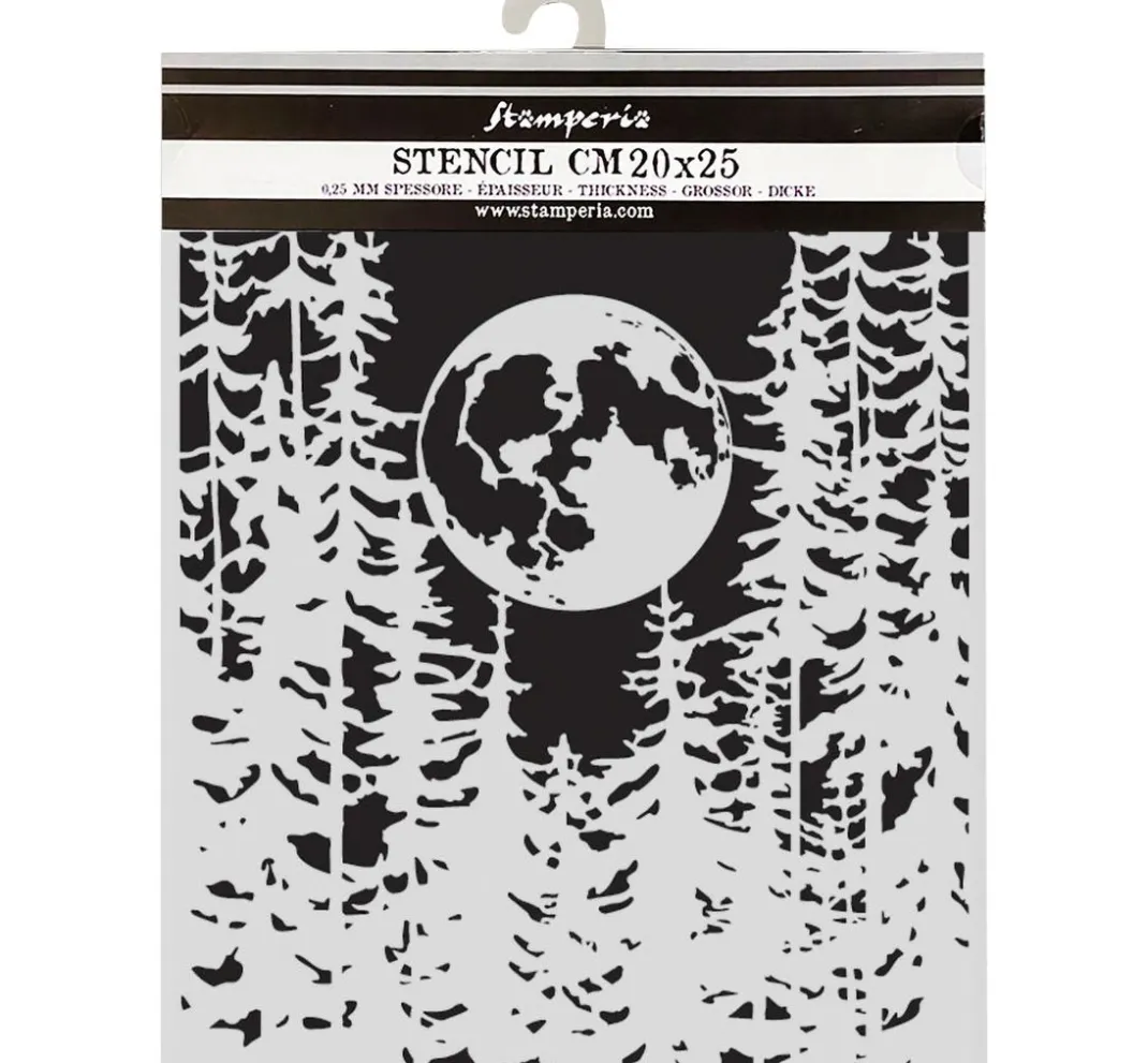 Stamperia Schablonieren|Malschablonen>Schablone "Herbarium Silvae - Moon In The Forest"