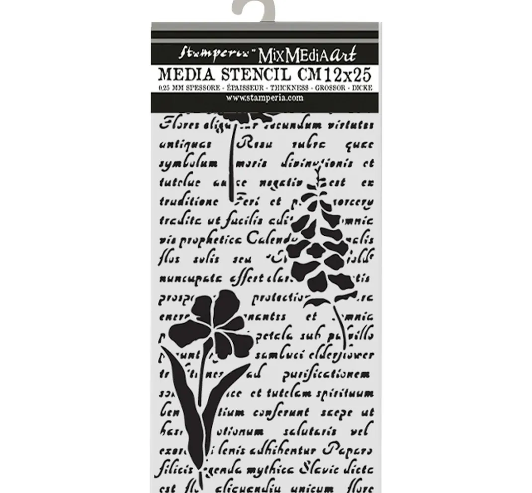 Stamperia Schablonieren|Malschablonen>Schablone "Herbarium Silvae - Letter With Flowers"