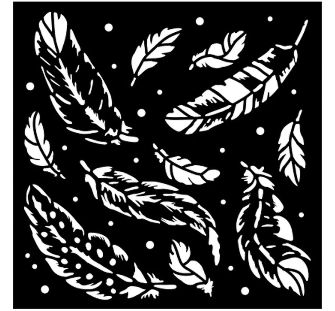 Stamperia Schablonieren|Malschablonen>Schablone "Herbarium Silvae - Feather Pattern"