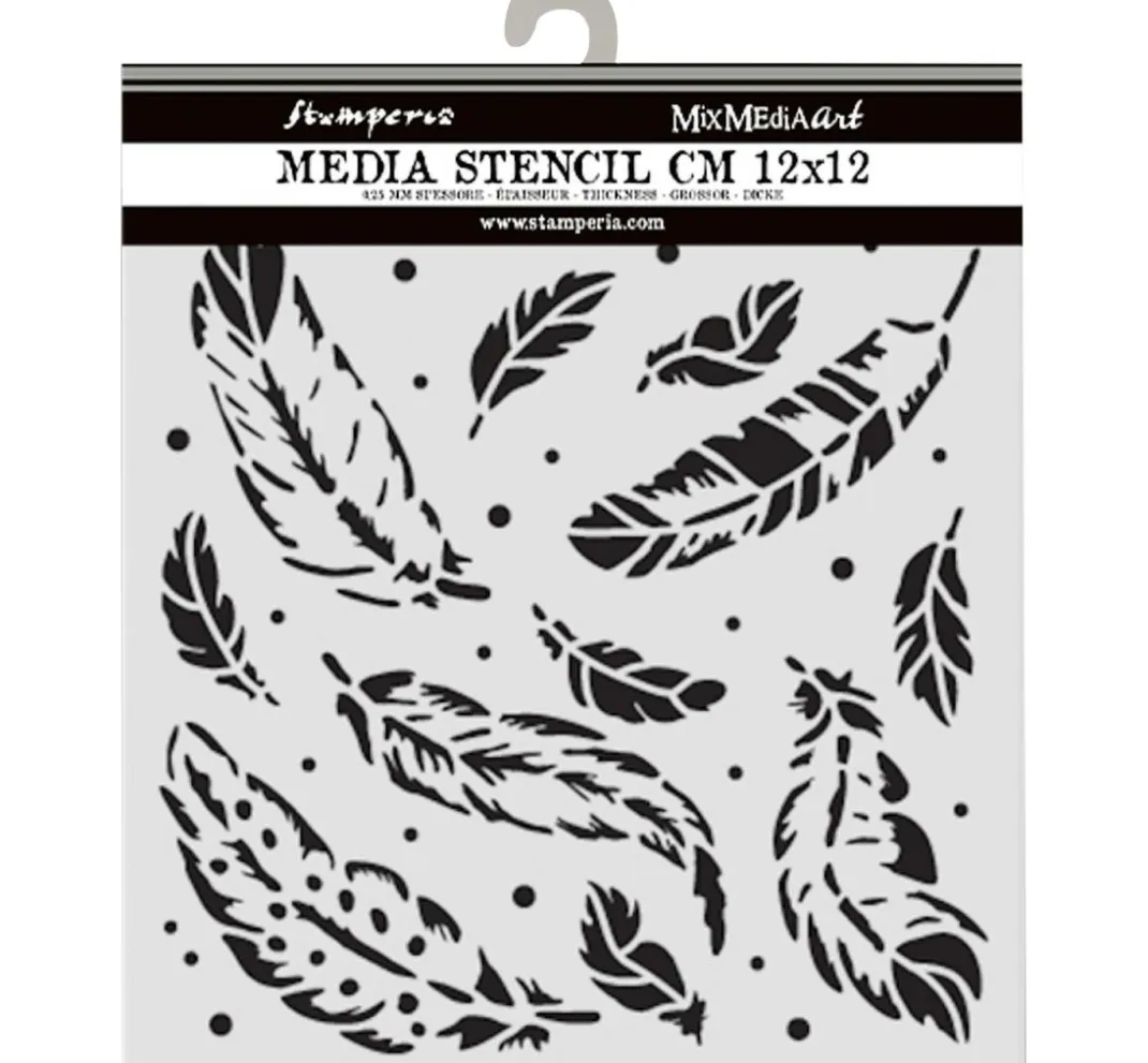 Stamperia Schablonieren|Malschablonen>Schablone "Herbarium Silvae - Feather Pattern"