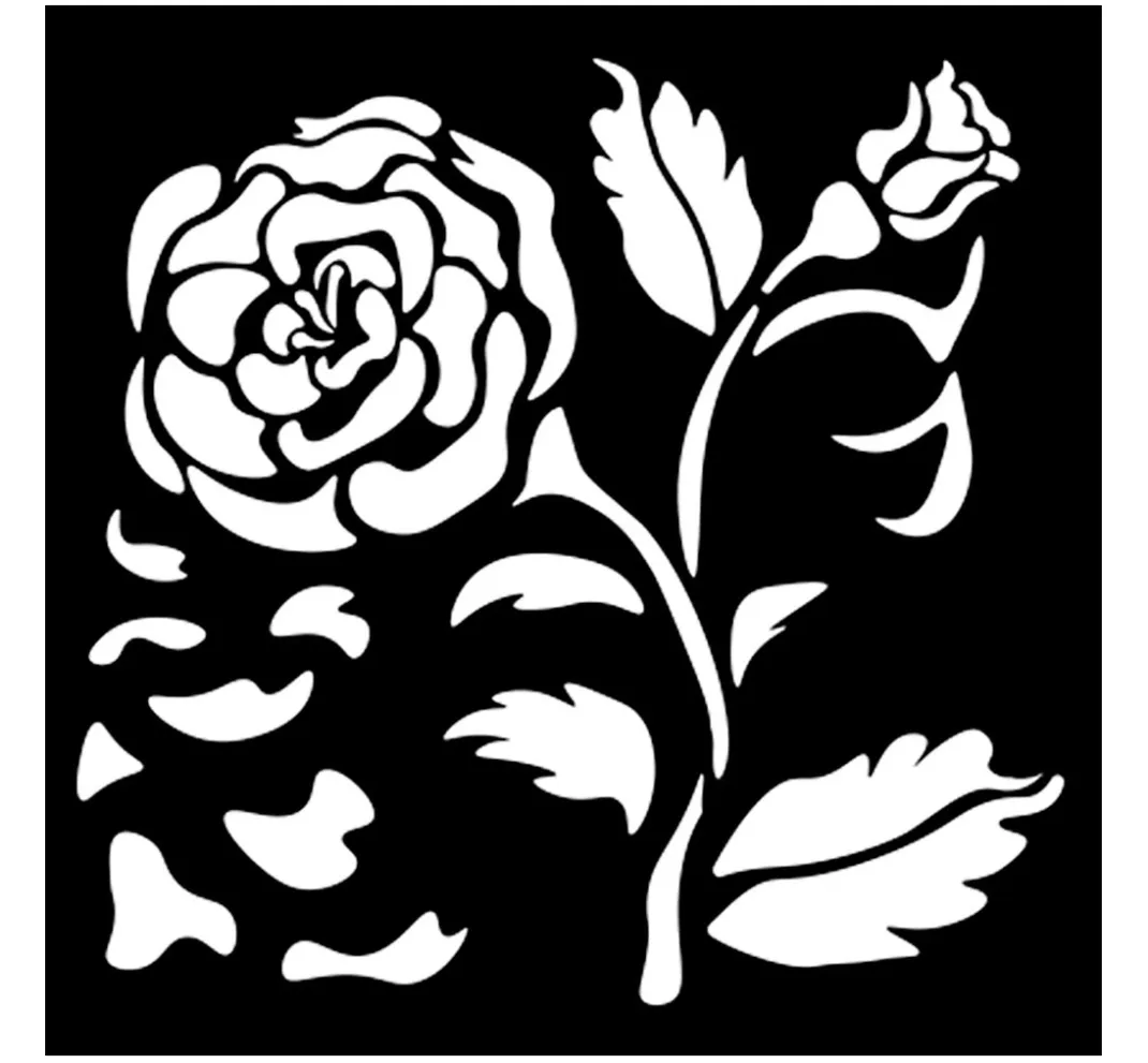 Stamperia Schablonieren|Malschablonen>Schablone "House of Roses", 12 x 12 cm