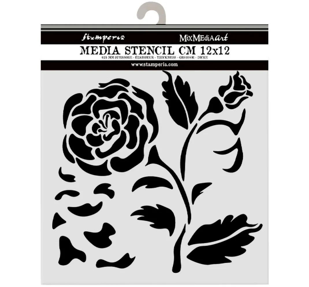 Stamperia Schablonieren|Malschablonen>Schablone "House of Roses", 12 x 12 cm
