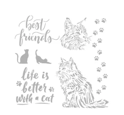 Stamperia Malschablonen|Schablonen>Schablone "Orchids and Cats - Best Friends"