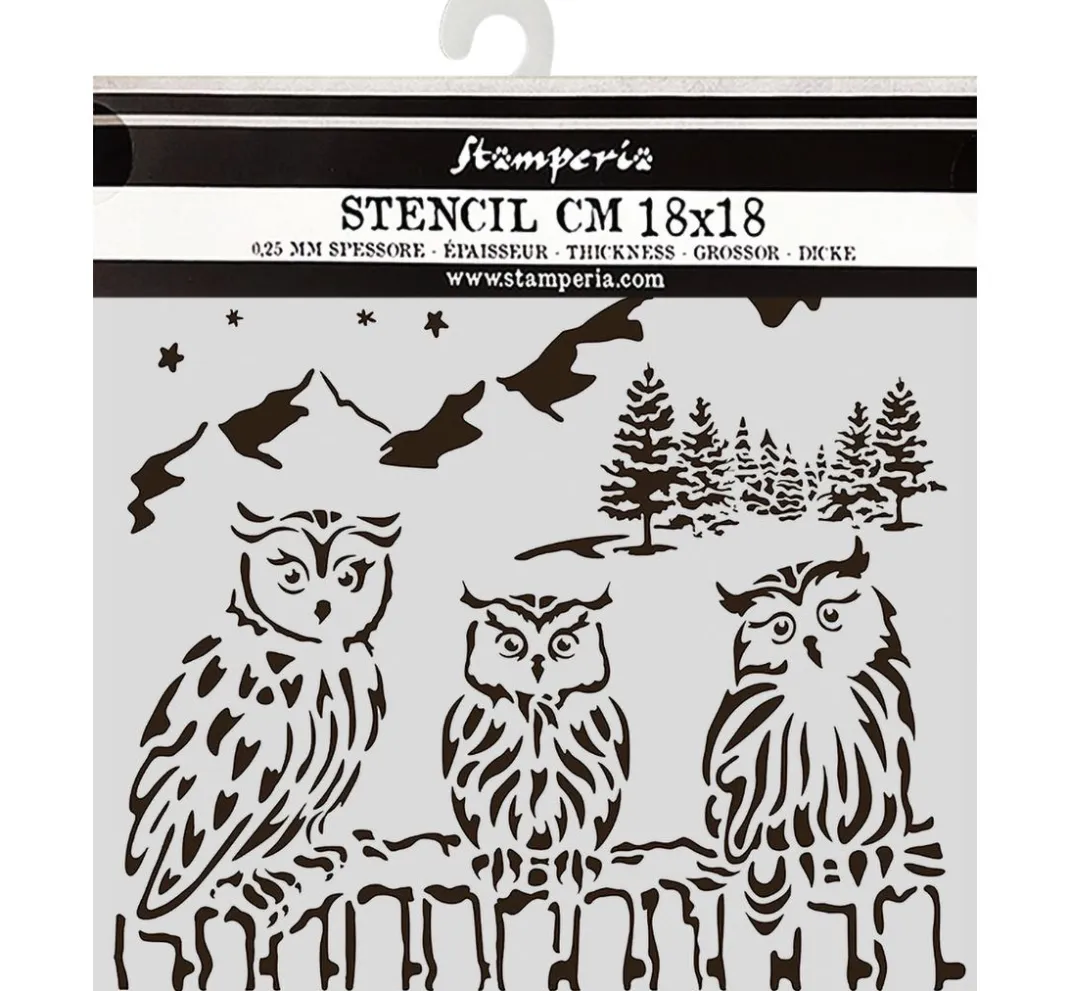 Stamperia Schablonieren|Malschablonen>Schablone "The Owl's House - Owls"