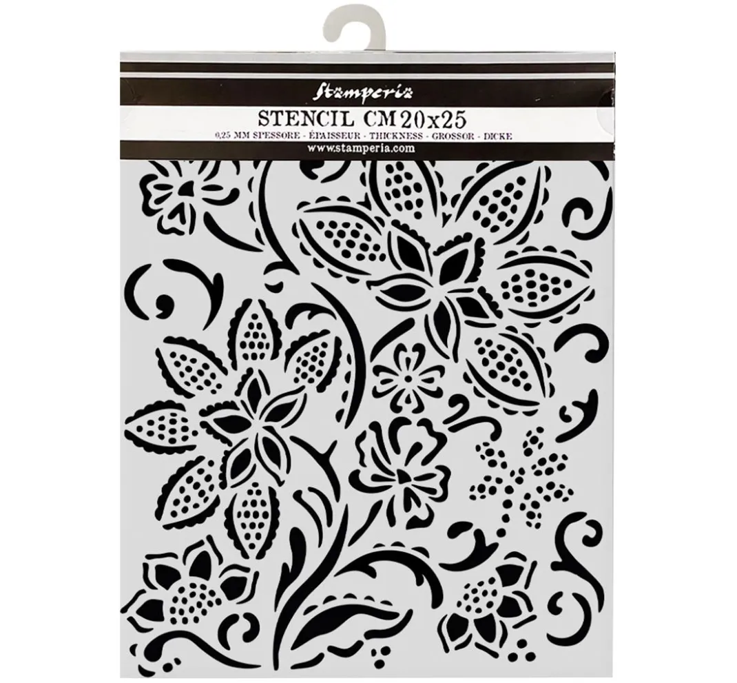 Stamperia Schablonieren|Malschablonen>Schablone "Timeless - Batik Flowers"