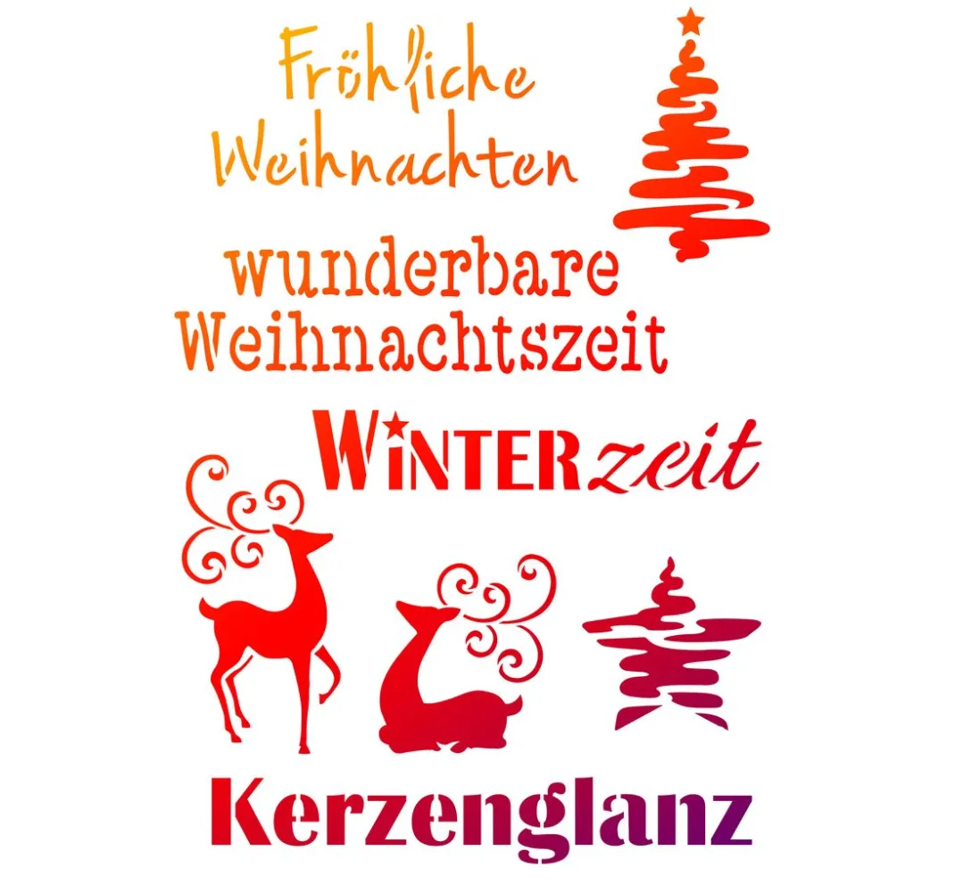 Viva Decor Malschablonen|Schablonen>Schablone "Weihnachtsmotive + Schriften"