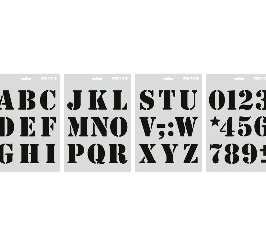 Meyco Schablonieren|Malschablonen>Schablonen-Set "Buchstaben & Zahlen"