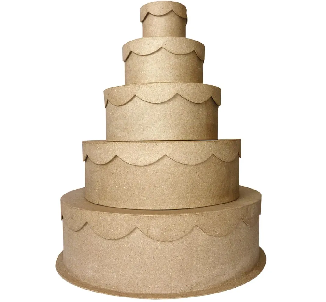 Kinder décopatch Holz|Decoupage>Schachtelset "Torte", 5er-Set, Pappmaché