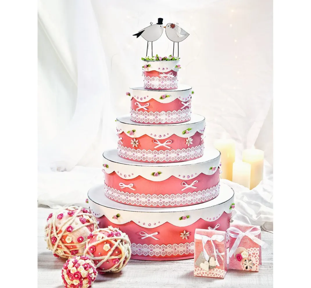 Kinder décopatch Holz|Decoupage>Schachtelset "Torte", 5er-Set, Pappmaché