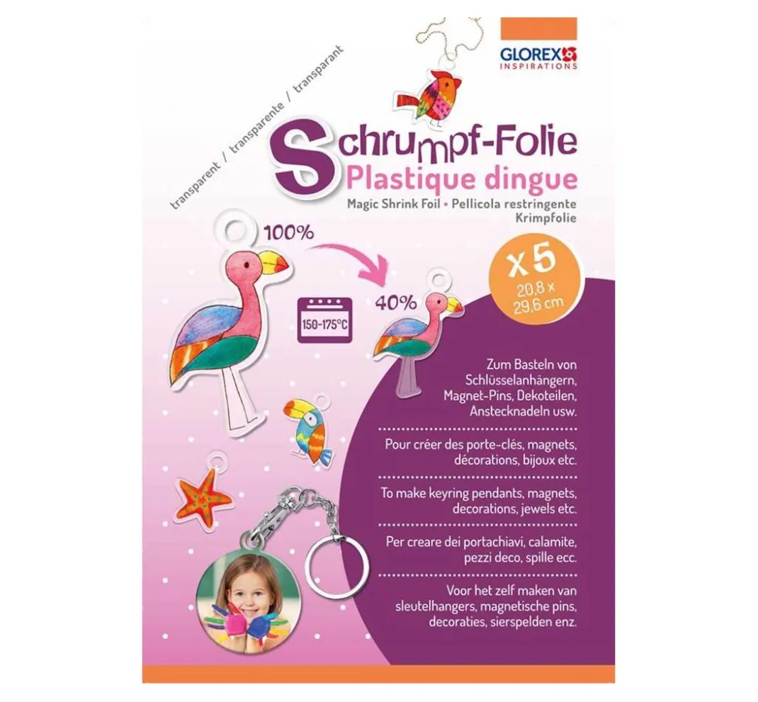 Kinder GLOREX Weiteres|Bastelfolie>Schrumpffolie "DIN A4"