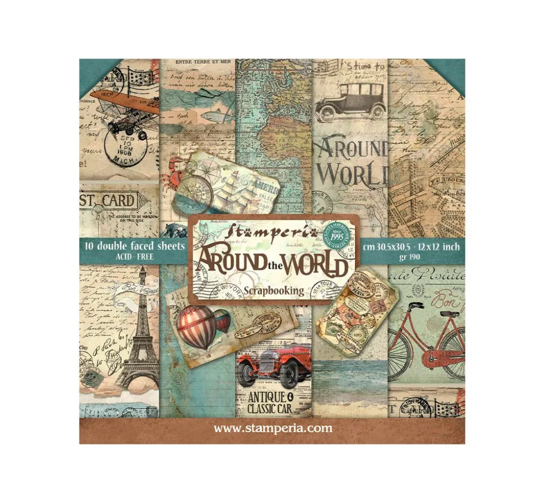 Stamperia Farb- & Motivblöcke|Scrapbooking>Scrapbook-Block "Around the World"