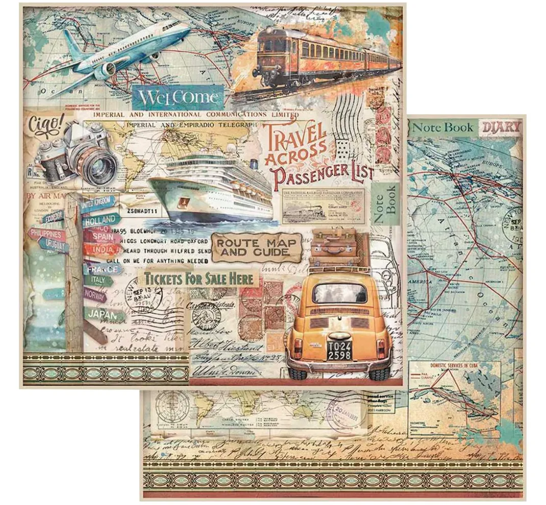 Stamperia Farb- & Motivblöcke|Scrapbooking>Scrapbook-Block "Art of Travelling"