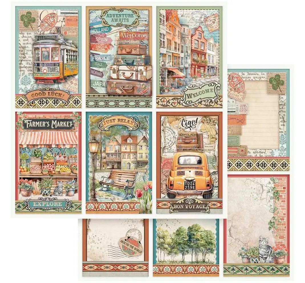 Stamperia Farb- & Motivblöcke|Scrapbooking>Scrapbook-Block "Art of Travelling"
