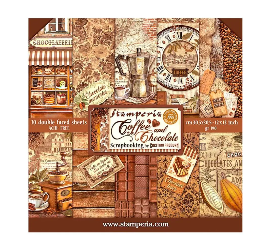 Stamperia Farb- & Motivblöcke|Scrapbooking>Scrapbook-Block "Coffee and Chocolate"