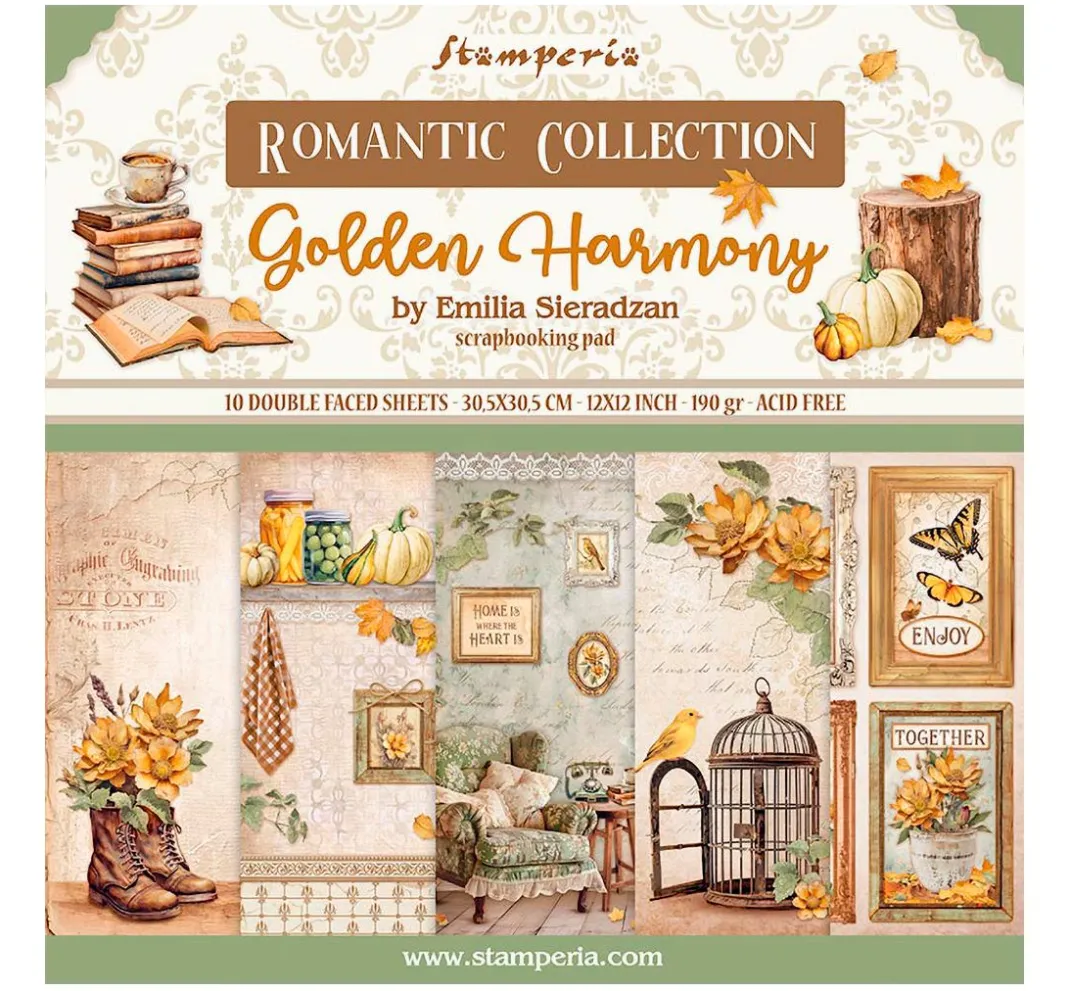 Stamperia Farb- & Motivblöcke|Scrapbooking>Scrapbook-Block "Golden Harmony"