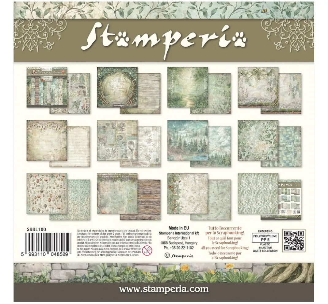 Stamperia Scrapbooking|Farb- & Motivblöcke>Scrapbook-Block "Herbarium Silvae Backgrounds"