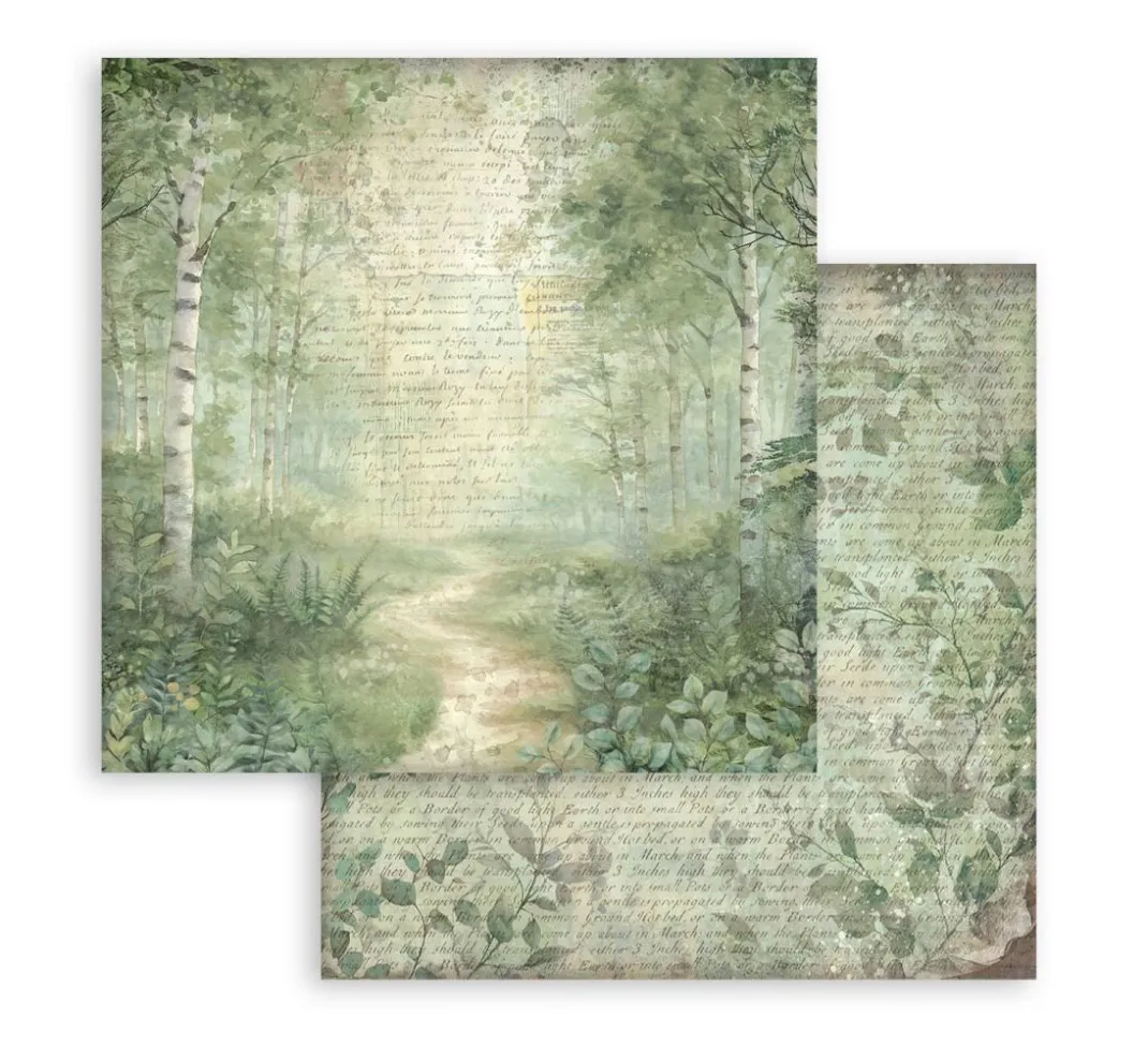 Stamperia Scrapbooking|Farb- & Motivblöcke>Scrapbook-Block "Herbarium Silvae Backgrounds"