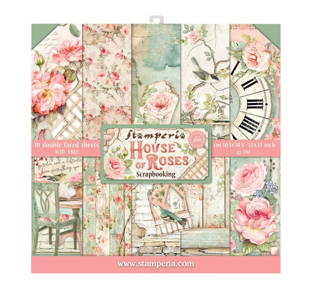 Stamperia Farb- & Motivblöcke|Scrapbooking>Scrapbook-Block "House of Roses"