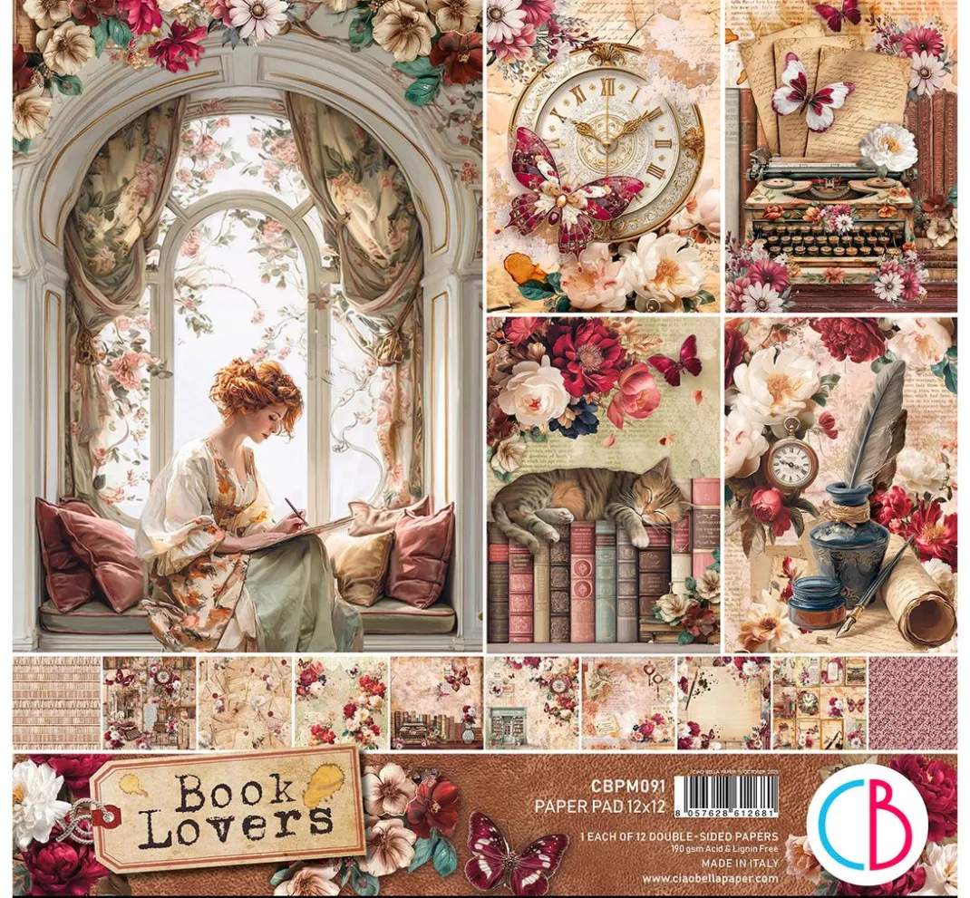 Ciao Bella Scrapbooking|Farb- & Motivblöcke>Scrapbook-Papier "Book Lovers"
