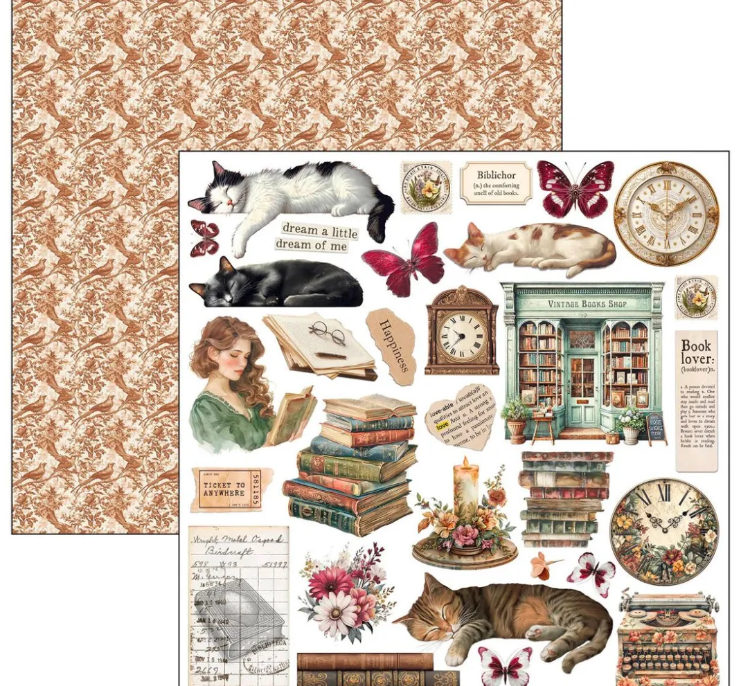 Ciao Bella Scrapbooking|Farb- & Motivblöcke>Scrapbook-Papier "Book Lovers"