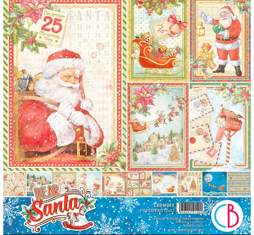 Kinder Ciao Bella Papier|Farb- & Motivblöcke>Scrapbook-Papier "Dear Santa"