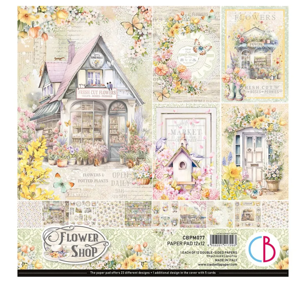 Ciao Bella Farb- & Motivblöcke|Scrapbooking>Scrapbook-Papier "Flower Shop"