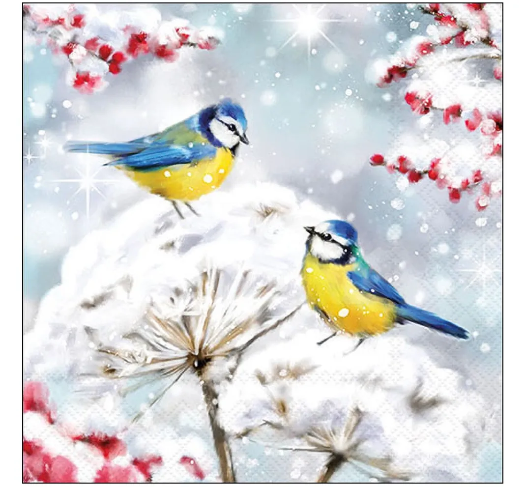 Ambiente Winter|Serviettentechnik>Serviette "Birds In The Snow"