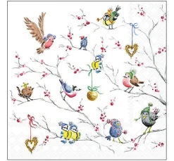 Ambiente Winter|Serviettentechnik>Serviette "Birds In Tree"