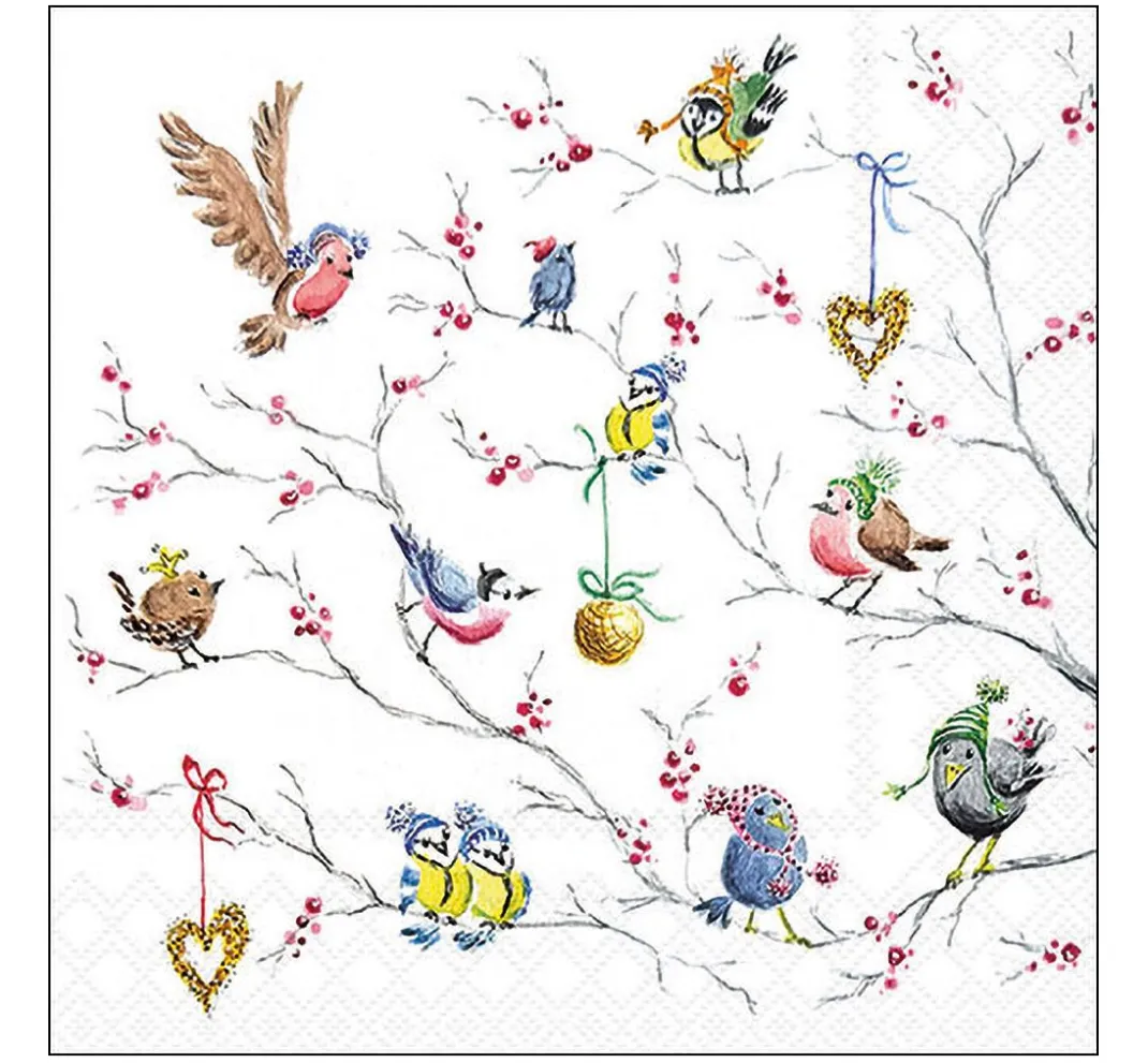 Ambiente Winter|Serviettentechnik>Serviette "Birds In Tree"