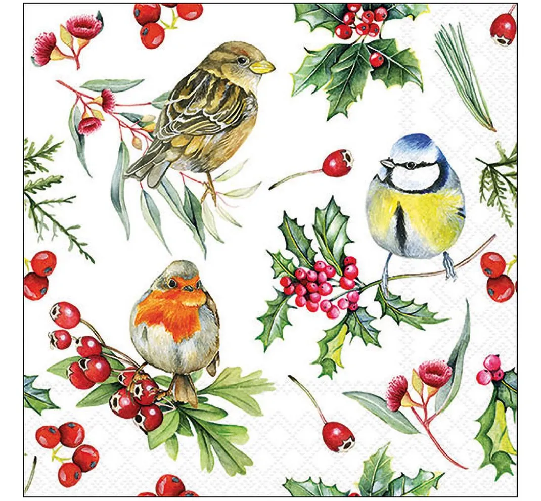 Ambiente Winter|Serviettentechnik>Serviette "Birds in Winter"