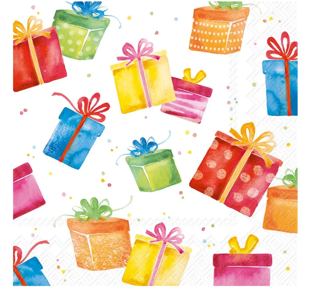 IHR Anlässe|Serviettentechnik>Serviette "Birthday Presents"
