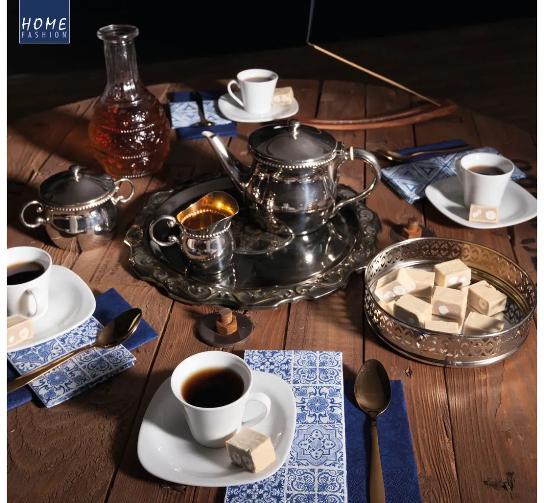 HOME FASHION Alltäglich|Serviettentechnik>Serviette "Blaue Fliesen"