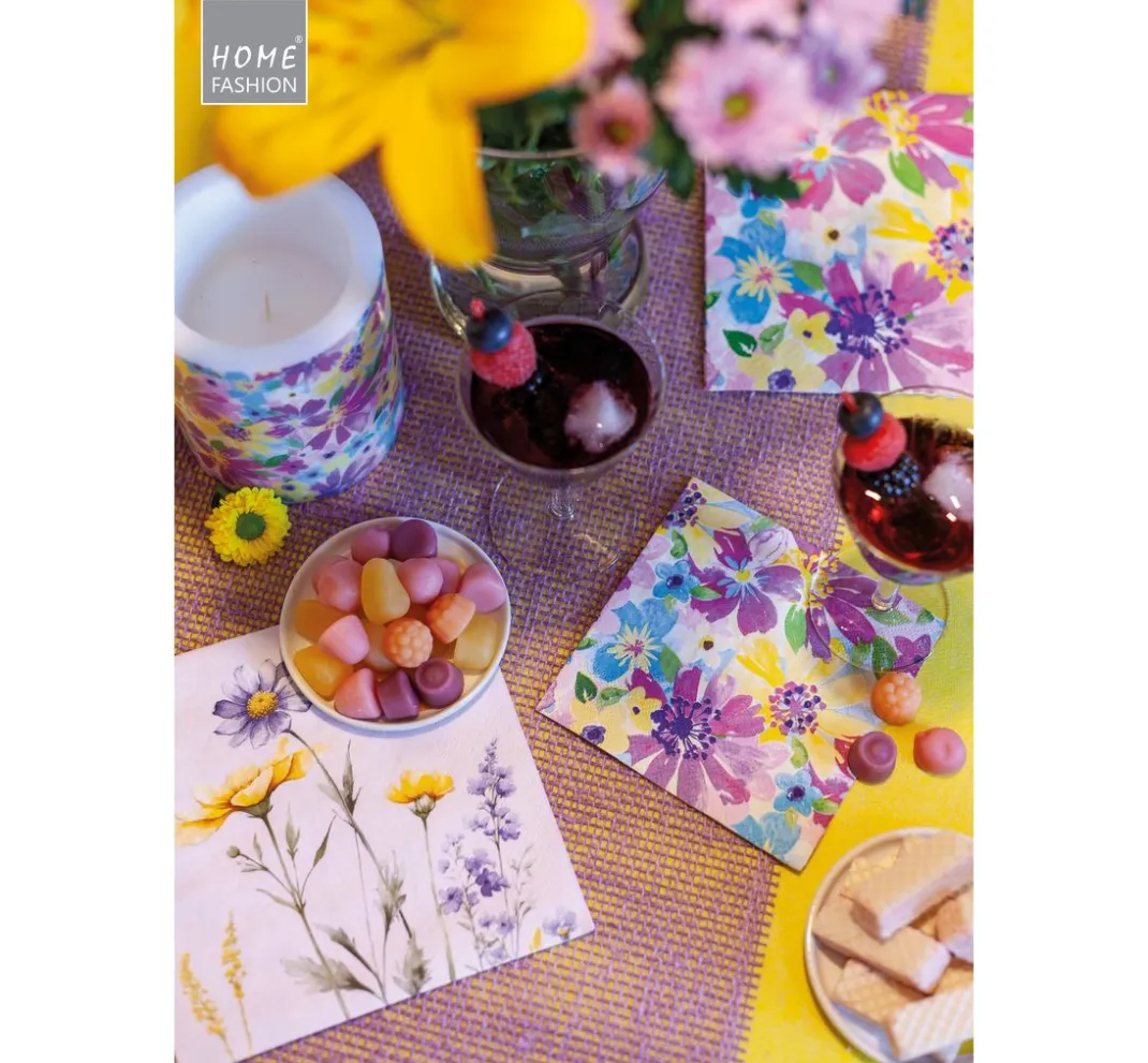 HOME FASHION Frühling|Serviettentechnik>Serviette "Blütenvielfalt"