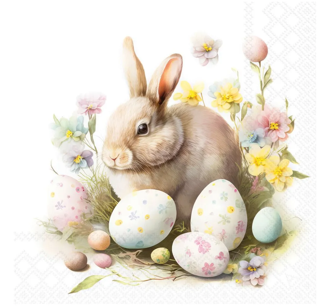 Ambiente Ostern|Serviettentechnik>Serviette "Bunny and Eggs"