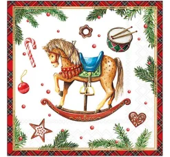 Ambiente Weihnachten|Serviettentechnik>Serviette "Classic Rocking Horse"